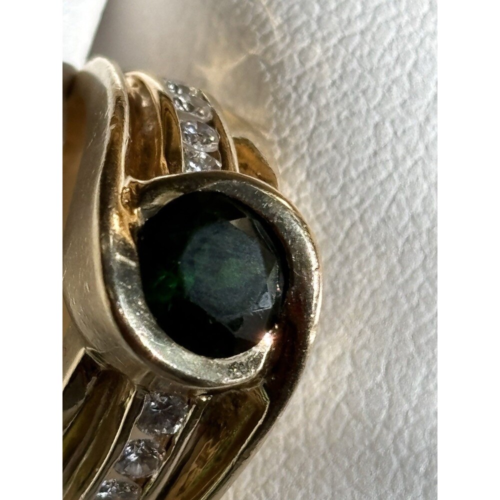14k Green Tourmaline And Diamond Ring Size 5.75 - Picture 5 of 9